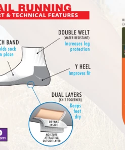 DryMax Trail Run Crew Socks - Gary/Black Running Shoes